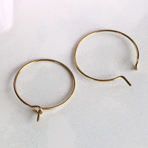 earring wire hoop brass ear hook jewelry beading supply 20mm brass circle latch back charm connector for pierced ears, x 20 pcs