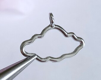 silver toned cloud charm small silver cloud pendant earring charm wire cloud outline raincloud rain cloud jewelry finding celestial x 4 pcs