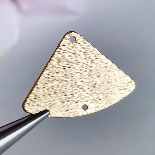 18K gold plated triangle connector textured blank pie shape 26mm x 19mm 2 hole geometric jewelry finding x 2 pcs