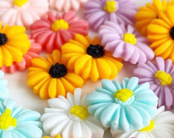 sunflower cabochons random mix resin flat back cabochons colorful flower findings kawaii jewelry decoden supplies, x 8 pcs