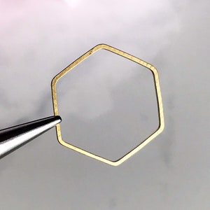 brass hexagon brass polygon 25mm ring x 10 jewelry finding earring hoop geometric charm connector links, x 10 pcs image 1