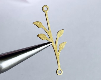 brass leaf connector brass branch finding stem connector link for flowers jewelry earring supplies, x 4 pcs