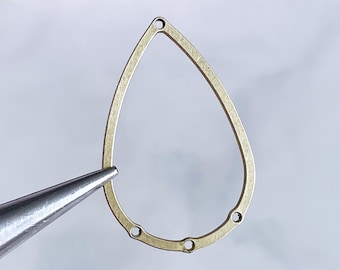 Brass Teardrop Earring Hoops: Beading Charm Connectors, 30mm x 20mm (4 pcs)