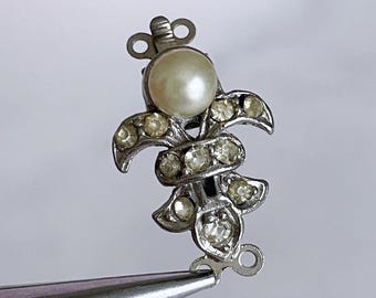 vintage rhinestone clasp pearl double strand necklace closure