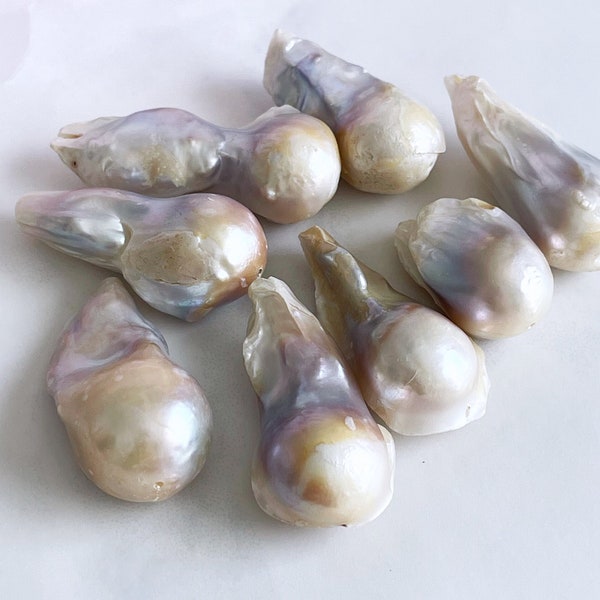 baroque pearl bead large fireball freshwater pearl focal bead pearl pendant natural shell drilled lengthwise, 1 pc