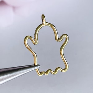 Gold Ghost Charms: Halloween Jewelry Findings, Resin Outline (4 pcs)
