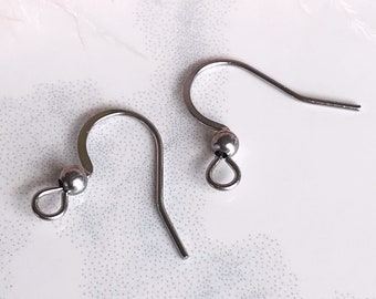 stainless steel ear wires silver toned french ear hooks fish hook earring wires bulk earring supplies x 30 pcs