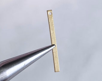 brass stick brass bar stick charm earring dangle stick pendant 25mm one hole jewelry findings, x 10 pcs