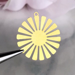 brass sun charm brass flower charms sunflower lightweight laser cut celestial jewelry findings earring supplies, x 4 pcs