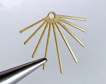 brass sunburst charms eyelash brass sun charms spiked fringe earring findings clay earring embellishments, x 4 pcs