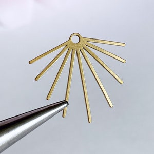 brass sunburst charms eyelash brass sun charms spiked fringe earring findings clay earring embellishments, x 4 pcs