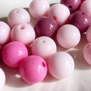 Pink Acrylic Beads: 10mm Round Beads for Jewelry Making (30 pcs)