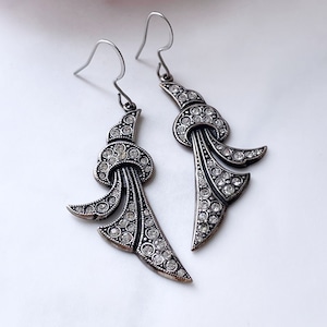 Vintage Art Deco Rhinestone Drop Earrings: Bridal Jewelry