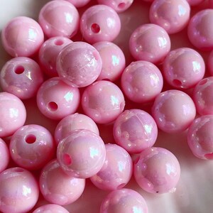 Iridescent Pink Resin Beads 8mm - Jewelry Making Supplies (50 pcs)