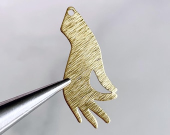 Textured Brass Hand Charm: Jewelry Making Pendant (6 pcs)