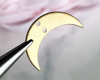 brass moon connector crescent moon charms for jewelry making earring findings (6 pcs)