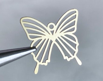 Brass Butterfly Charms: Laser Cut Jewelry Findings (6 pcs)