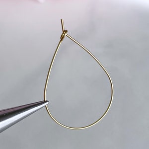 Alambres de latón para pendientes de aro con forma de lágrima: cierres de seguridad de calibre 24, 38 mm (10 unidades)