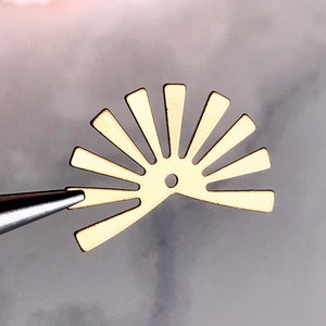 brass sun charm brass star charms semi circle starburst flower celestial jewelry findings links earring supplies, x 6 pcs