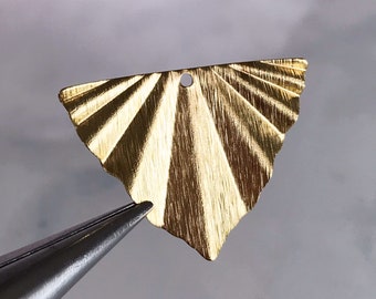 brass fan charm shell textured brass triangle jewelry finding fan shape triangular earring supply, x 6 pcs