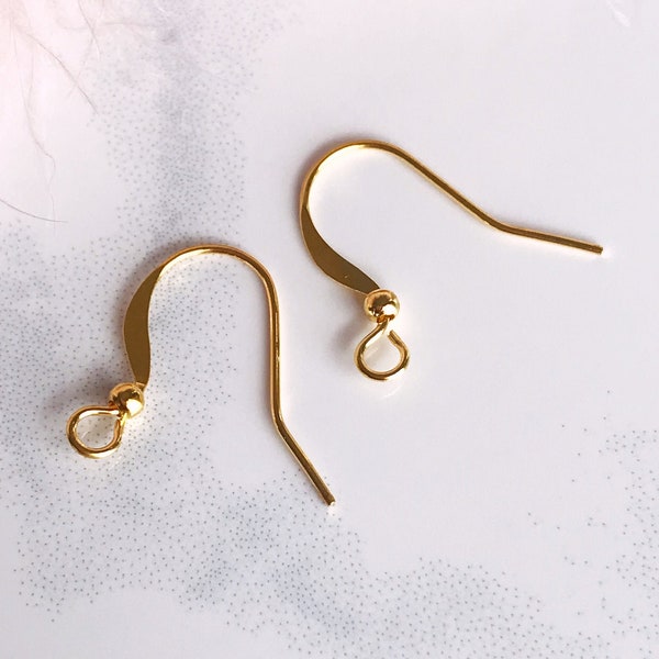 gold toned ear wires french ear hooks brass fish hook earring wires bulk earring supplies x 30 pcs