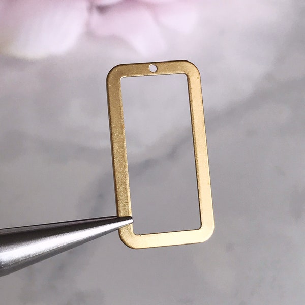 rectangle hoop brass rectangular ring jewelry finding earring charm pendant geometric shape, x 6 pcs