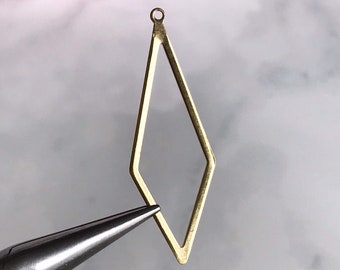 brass diamond drop, diamond shaped charm for earrings, jewelry findings (6 pcs)