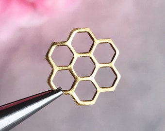 brass honeycomb connector open honeycomb charm geometric flower earring supply jewelry findings x 10 pcs