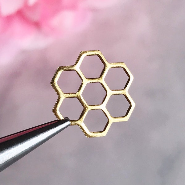 brass honeycomb connector open honeycomb charm geometric flower earring supply jewelry findings x 10 pcs