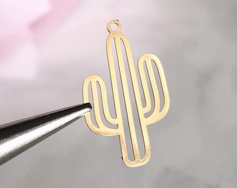 8pcs-Brass Cactus Charm silver tone available bronze tone desert plant charm