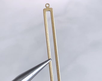 brass bar large brass stick charm rectangle pendant open bar earring finding 53mm one hole jewelry necklace supplies, x 6 pcs