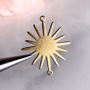 brass sun connectors brass star charms celestial jewelry findings links earring supplies, x 6 pcs