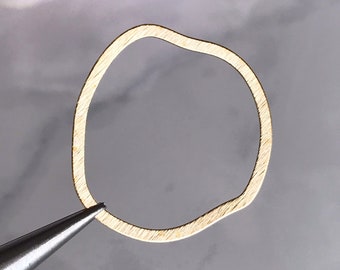 large brass ring textured brass circle earring hoop wavy organic shape pendant jewelry connector, x 6 pcs