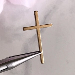 brass cross pendant, large rosary cross, modern religious jewelry