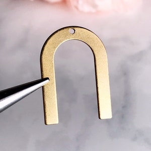 brass arch charm brass U findings brass earring supplies one hole brass geometric shape jewelry supplies, x 6 pcs