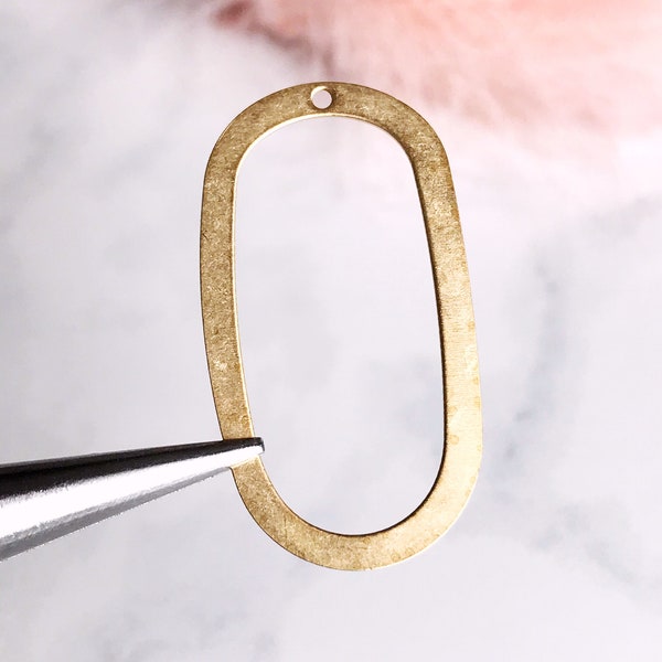 brass oval ring brass oval hoop charm connector jewelry finding brass stamping brass blank, x 6 pcs