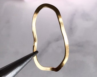 brass oval ring wavy brass oval hoop charm connector jewelry finding organic shape earring supply, x 6 pcs