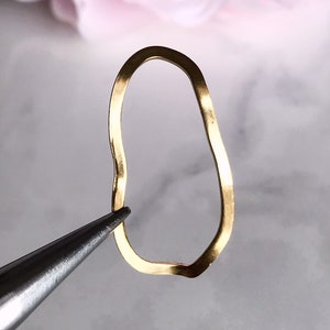 brass oval ring wavy brass oval hoop charm connector jewelry finding organic shape earring supply, x 6 pcs