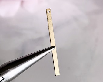 3 x 6 x 35 mm No Hole Silver Tone Geometric Rectangle Stick Bar