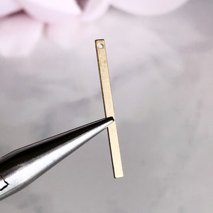 brass stick brass bar stick charm earring dangle stick pendant 30mm one hole jewelry findings, x 10 pcs image 1