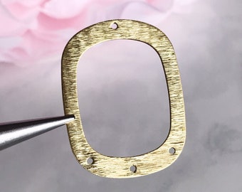 Textured Brass Hoop Connector Charm: Geometric Earring Supply (4 pcs)
