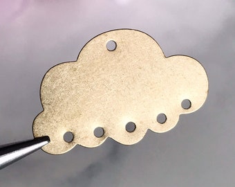Brass Cloud Charm: Jewelry Connector Pendant with Multiple Holes (2 pcs)