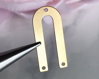 Brass Arch Connector Stampings: Geometric Earring Supplies (6 pcs)
