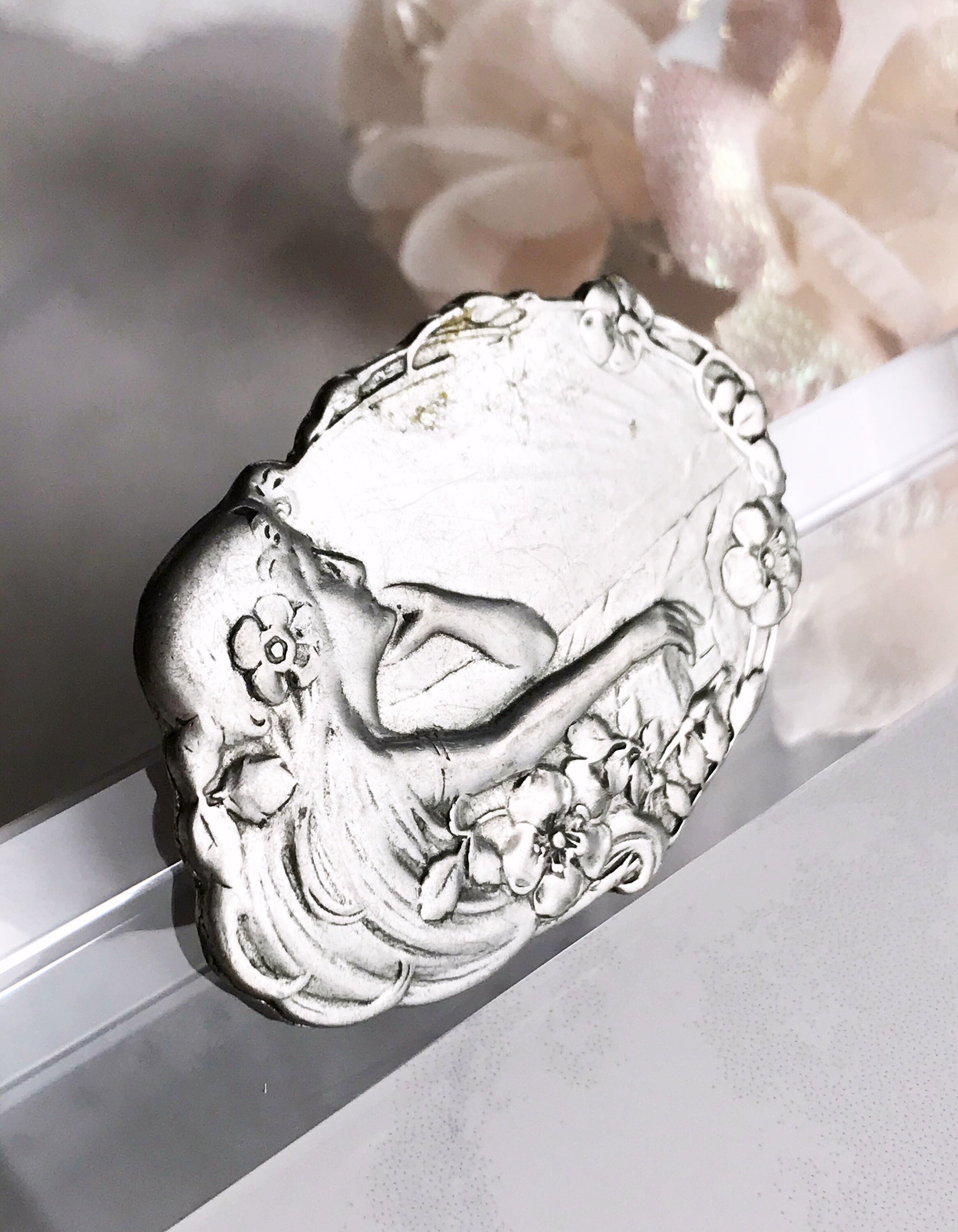 Broche Ancienne Art Nouveau Fleurs En Argent - Occasion Style Vintage