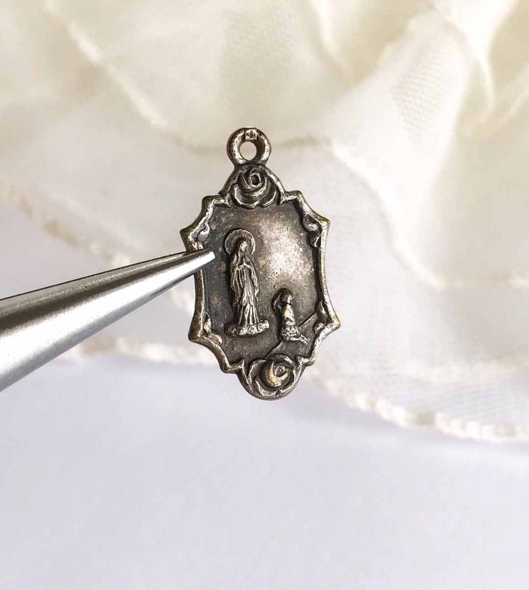 Vintage Virgin Mary Medal: Apparition of Our Lady Lourdes Charm - Etsy