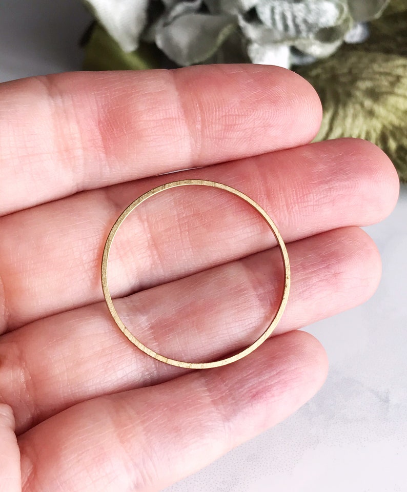 large brass ring brass circle 30mm jewelry finding earring hoop charm connector links gold ring, 10 pcs image 3