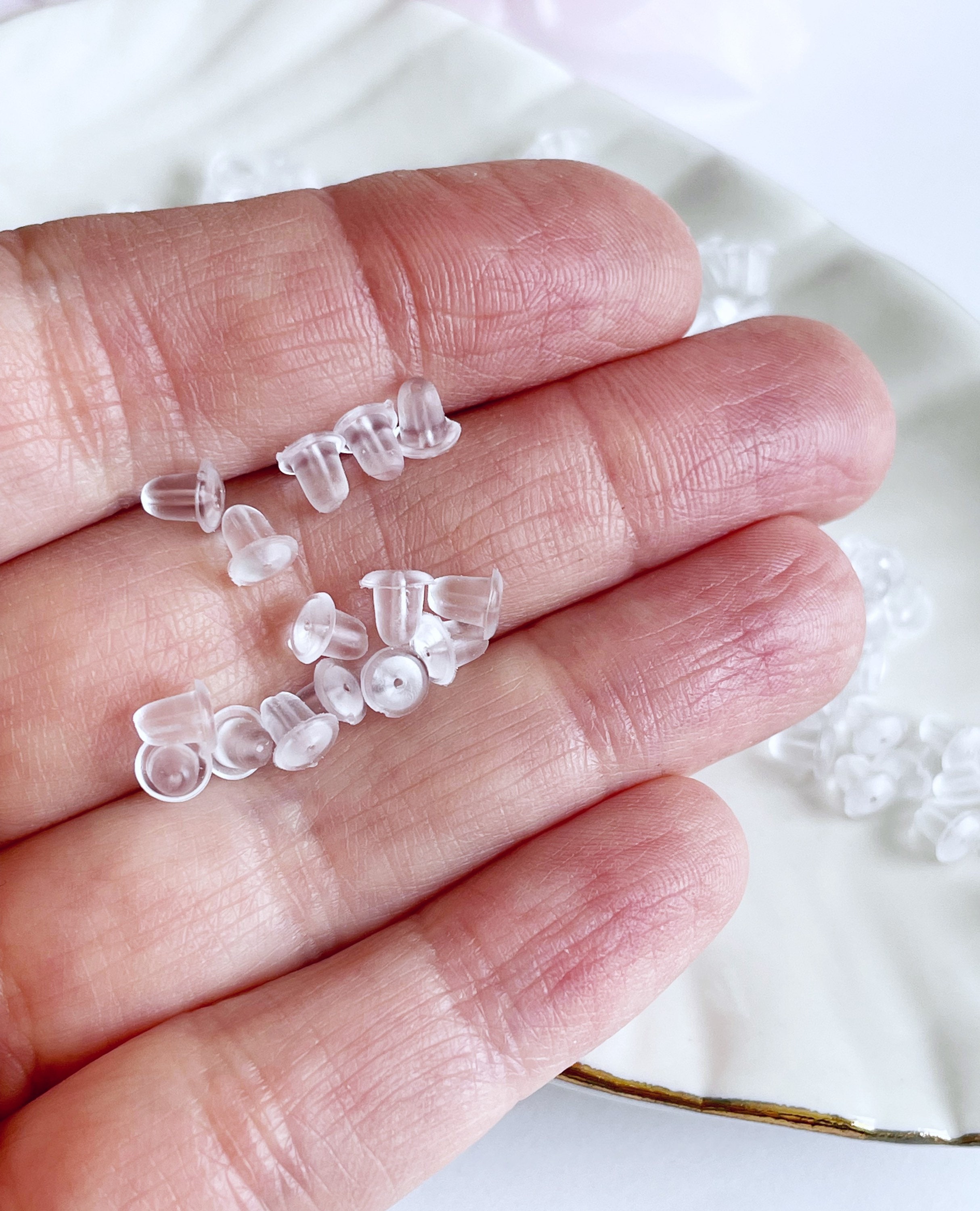 Ear Nuts Clear Rubber Earring Backs Earring Stoppers Tiny Small (50 Pcs ...