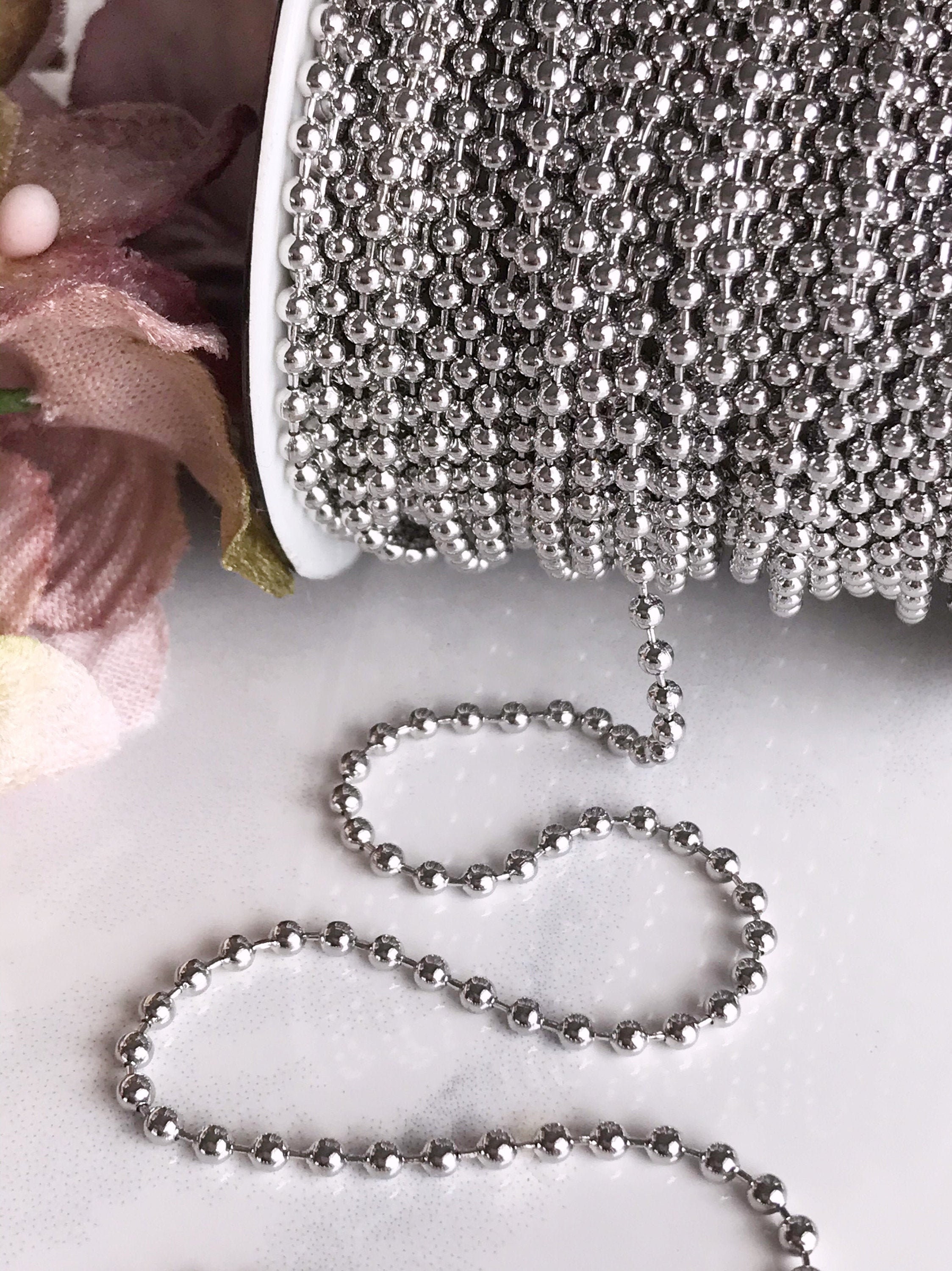 Silver Ball Chain With Closure Ball 