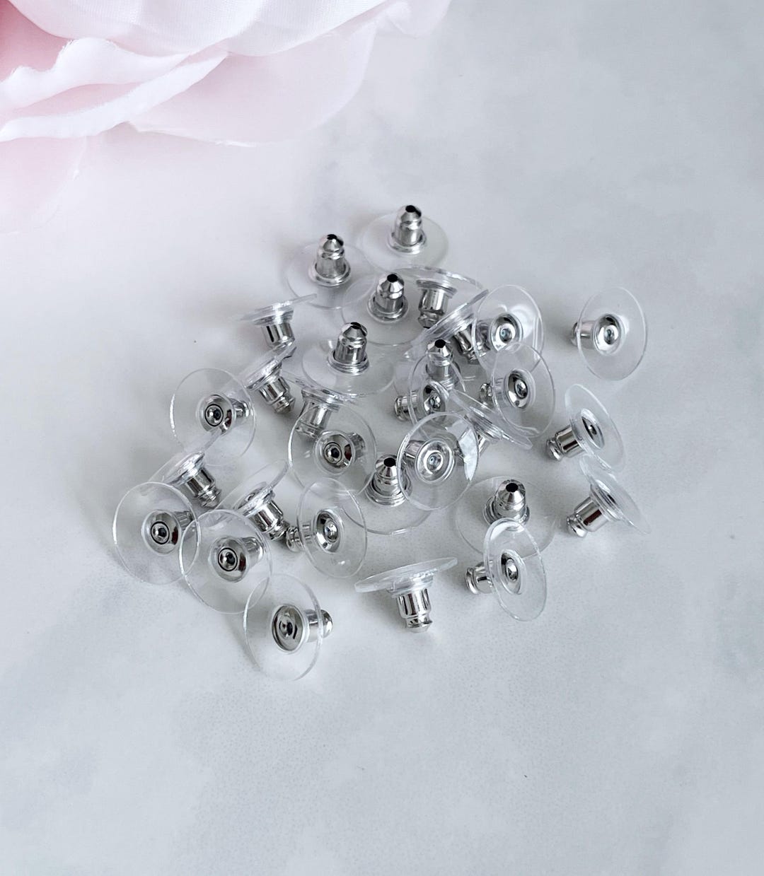 Silver Ear Nuts With Comfort Clutch: Earring Back Stoppers (20 Pcs) - Etsy