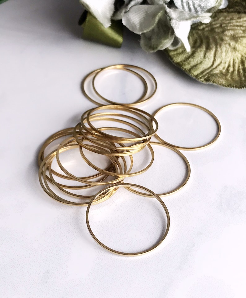 large brass ring brass circle 30mm jewelry finding earring hoop charm connector links gold ring, 10 pcs image 2